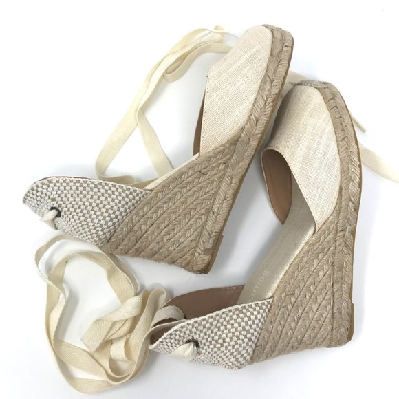 SOLUDOS Cream Linen Wedge Lace Up Espadrille - Picture 11 of 12